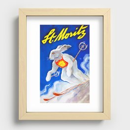 St Moritz - Vintage Swiss Ski Poster Recessed Framed Print