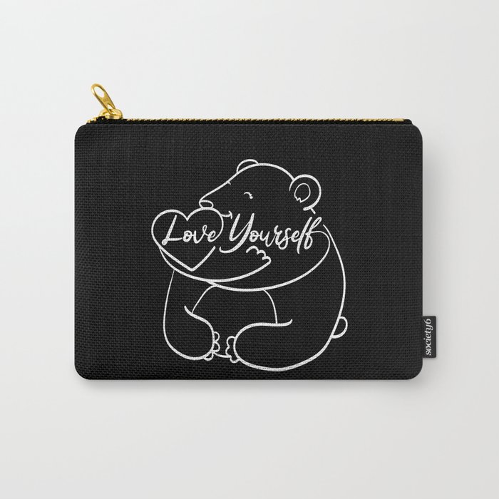 Love Yourself Cute Bear Illustration Carry-All Pouch