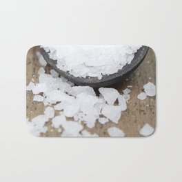 Rock Salt on Spoon Bath Mat | Salt, Kitchen, Macro, Foodanddrink, Kitchenart, Art, Wood, Photo, Raw, Food 