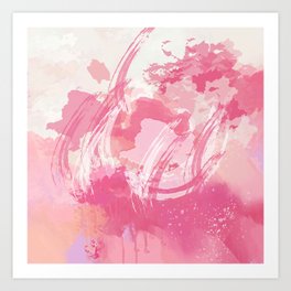 pink and white abstract painting Art Print