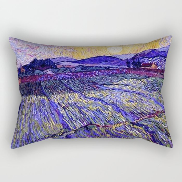 Lavender Fields with Rising Sun by Vincent van Gogh Rectangular Pillow