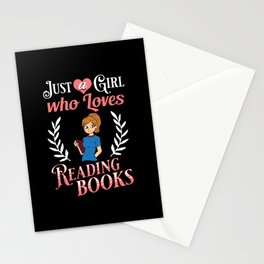 Book Girl Reading Women Bookworm Librarian Reader Stationery Card