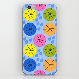 Mid-Century Modern Spring Rainy Day Colorful Blue iPhone Skin
