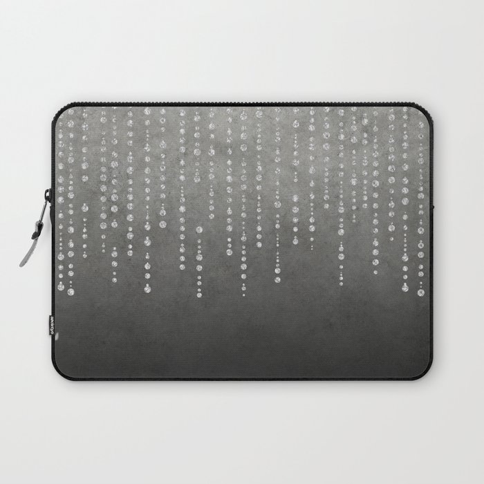 Silver Glamour Faux Glitter on grey Texture Laptop Sleeve