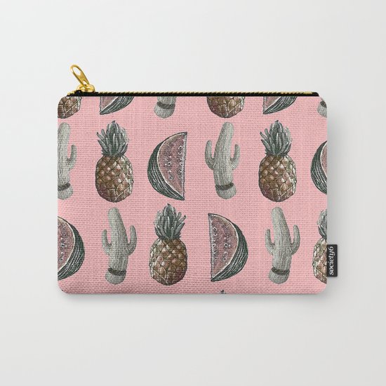 watermelon, pineapple, and cactus Carry-All Pouch