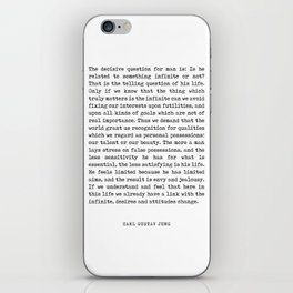 Man's relation to the infinite - Carl Gustav Jung Quote - Literature - Typewriter Print iPhone Skin