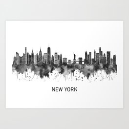 New York City New York Skyline BW Art Print