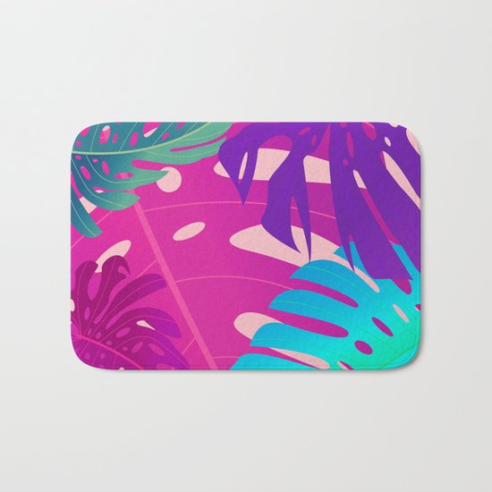 Colorful monstera leaves 1 Bath Mat