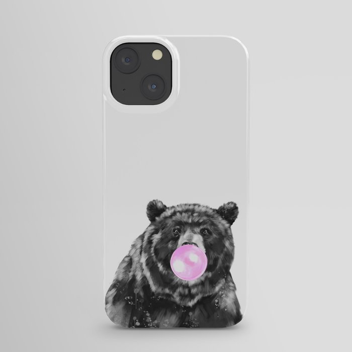 Bubble Gum Big Bear Black and White iPhone Case