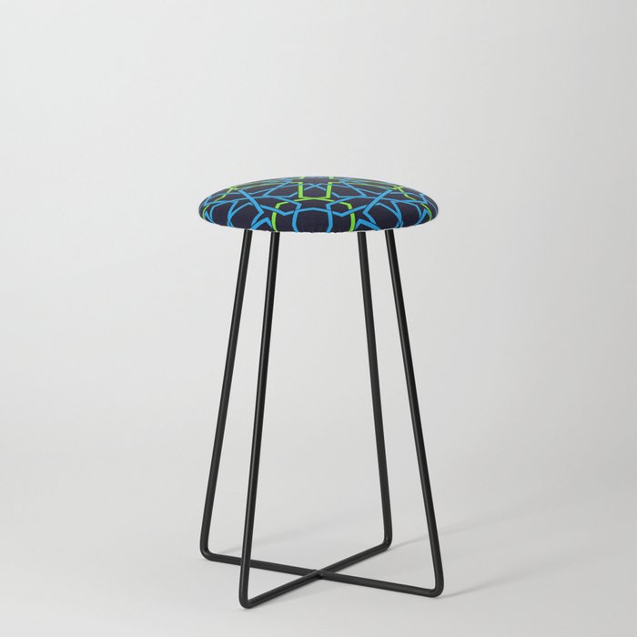 Blue & Yellow Color Arab Square Pattern Counter Stool