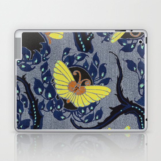 Butterfly pochoir pattern in Art Nouveau oriental style Laptop & iPad Skin