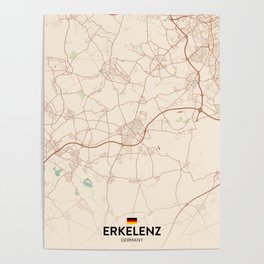 Erkelenz, Germany - Vintage City Map Poster