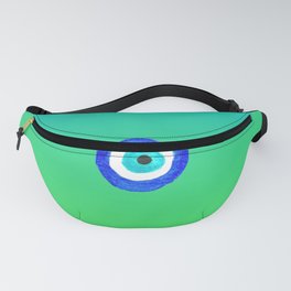 Single Evil Eye Amulet Talisman Ojo Nazar - ombre lime to tuquoise Fanny Pack