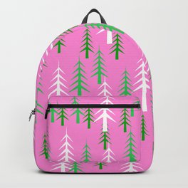 Christmas Trees White Green Pink Background  Backpack