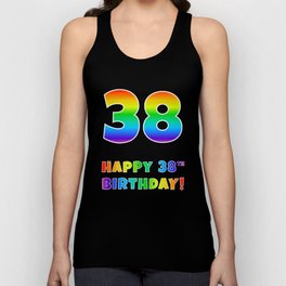 [ Thumbnail: HAPPY 38TH BIRTHDAY - Multicolored Rainbow Spectrum Gradient Tank Top ]
