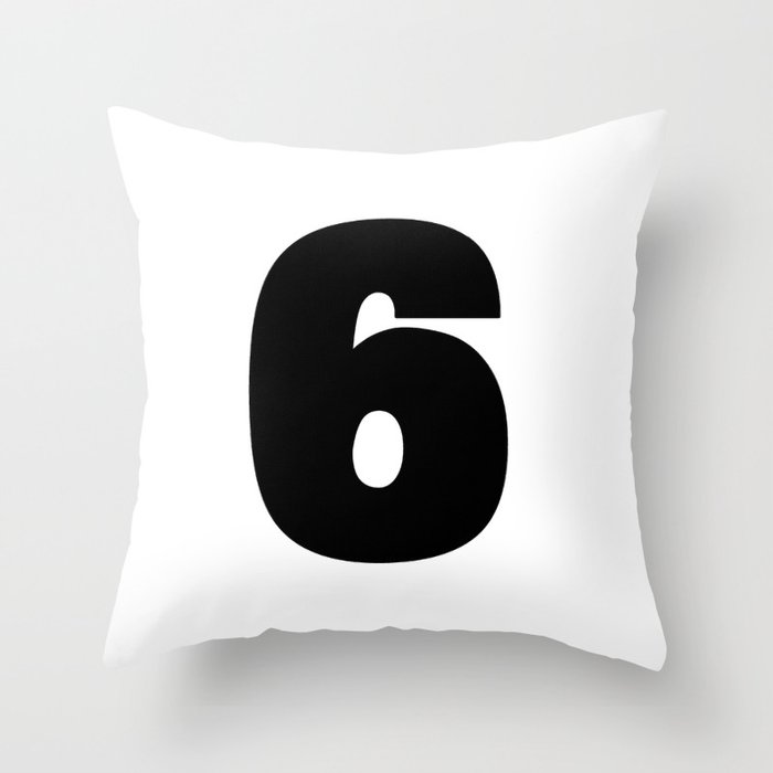 6 (Black & White Number) Throw Pillow