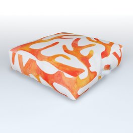 Coral Watercolor - Orange Outdoor Floor Cushion