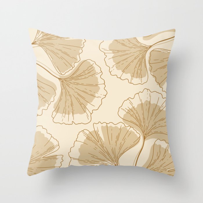 Gingko biloba earthy leaf pattern Throw Pillow by realArimona Society6