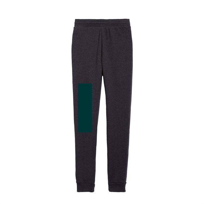 Dark Teal Solid Color Popular Hues Patternless Shades of Teal Collection Hex #003838 Kids Joggers