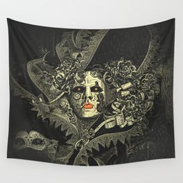 Halloween, baroque Venetian spooky mask Wall Tapestry