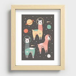 Astronaut Llamas in Space Recessed Framed Print