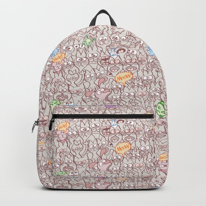 Seamless pattern world crowded with funny cats Backpack