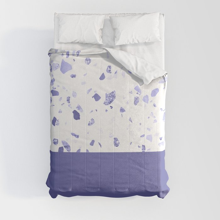 Very Peri 2022 Color Of The Year Violet Blue Periwinkle Terrazzo Marble Comforter