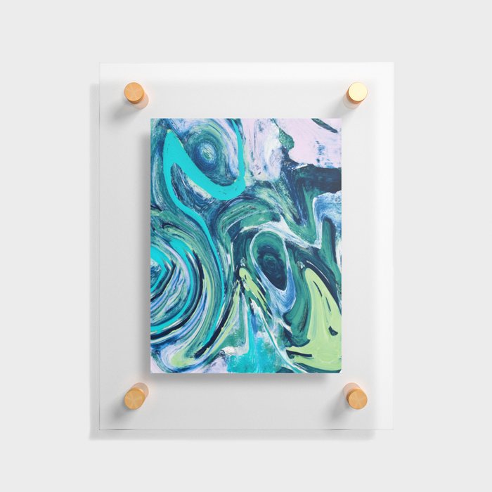 For Jayden: I colorful abstract painting in greens, purple, and blue by Alyssa Hamilton Art Floating Acrylic Print