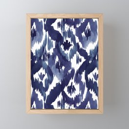 Indigo Blue Ikat Framed Mini Art Print