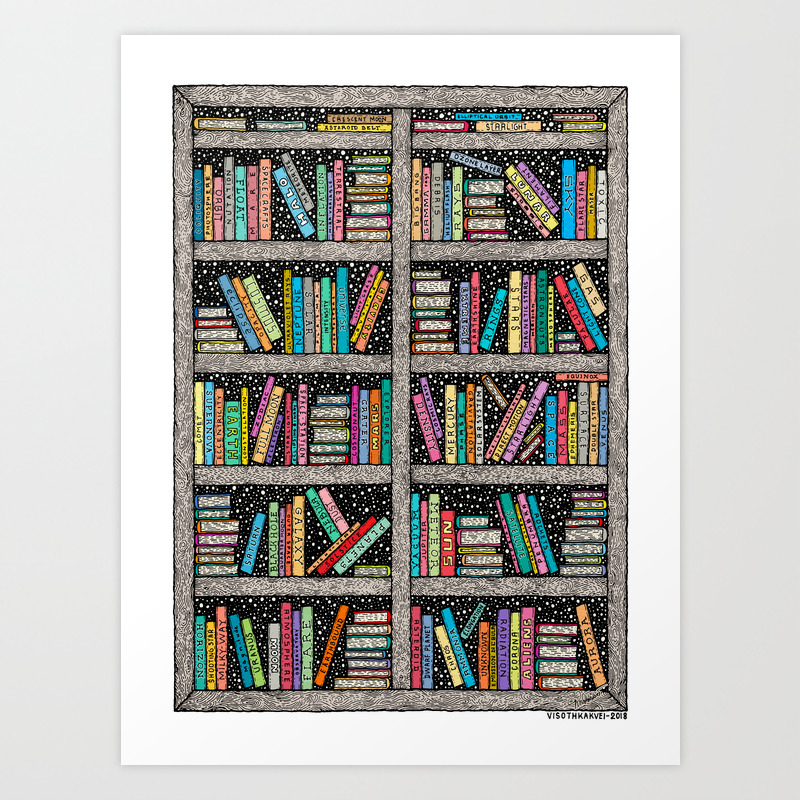 Space Library Colored Visothkakvei Art Print