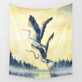 Flight Of Blue Heron  Wall Tapestry