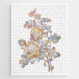 Floral Sulphur Rose Mosaic on White Jigsaw Puzzle