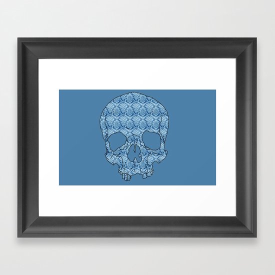 Vintage blue skull Framed Art Print