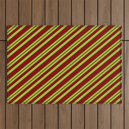 [ Thumbnail: Green & Maroon Colored Pattern of Stripes Outdoor Rug ]