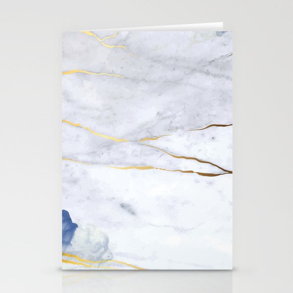 blue golden white marble  Stationery Cards