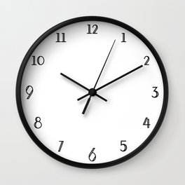 Simple White Clock With Black Numbers Wall Clock