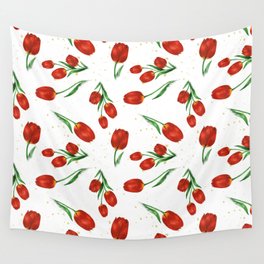 Red Tulips Wall Tapestry