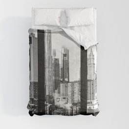 New York City Window | Black and White Skyline Views Comforter