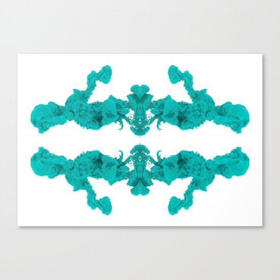 Cyan Ink Drop In Water Canvas Print