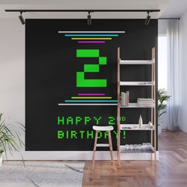 [ Thumbnail: 2nd Birthday - Nerdy Geeky Pixelated 8-Bit Computing Graphics Inspired Look Wall Mural ]