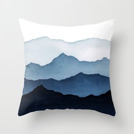 Blue Mountains in Watercolor Throw Pillow