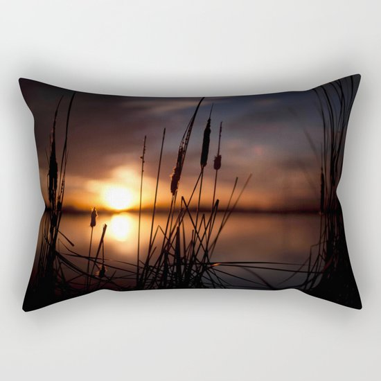 Sunset Lake and Silhouette Rectangular Pillow