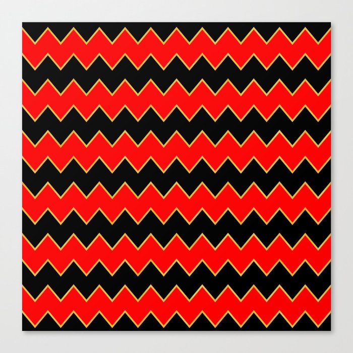 Gold Black Red Zig-Zag Line Collection Canvas Print