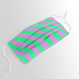 [ Thumbnail: Violet & Green Colored Lines/Stripes Pattern Face Mask ]
