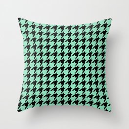 Houndstooth (Black & Mint Pattern) Throw Pillow
