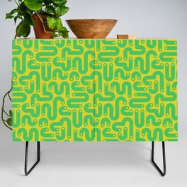 JELLY BEANS POSTMODERN 1980s ABSTRACT GEOMETRIC in NEON GRASS GREEN ON CITRON YELLOW Credenza
