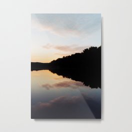 Mirrored landscape Metal Print | Lake, Silhouette, Reflection, Treeline, Calm, Clouds, Trees, Color, Photo, Serene 