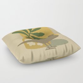 Tan Beige Dove with Leaves and Flowers  Floor Pillow