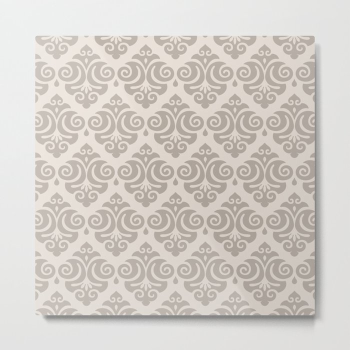 Traditional Pattern in Linen White and Beige Metal Print