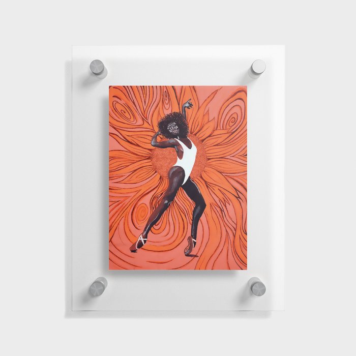 Powerful Black Aboriginal Woman Dancing  in the Sun Floating Acrylic Print